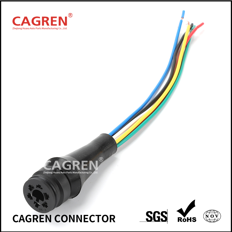 SCAZ-2-6-R Female connector for GAZELLE, KAMAZ, MAZvehicle rear lights with L250MM corrugated wire