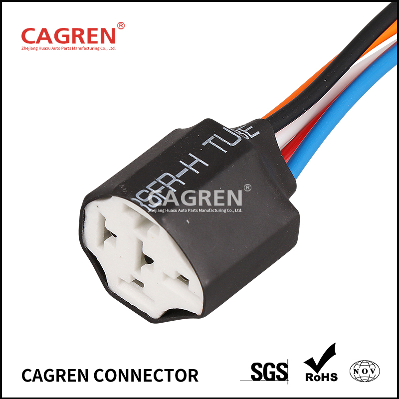 Ceramic Relay Wiring Harness Plug 5-hole Plug with heat shrink tube 1015UL 16AWG H210