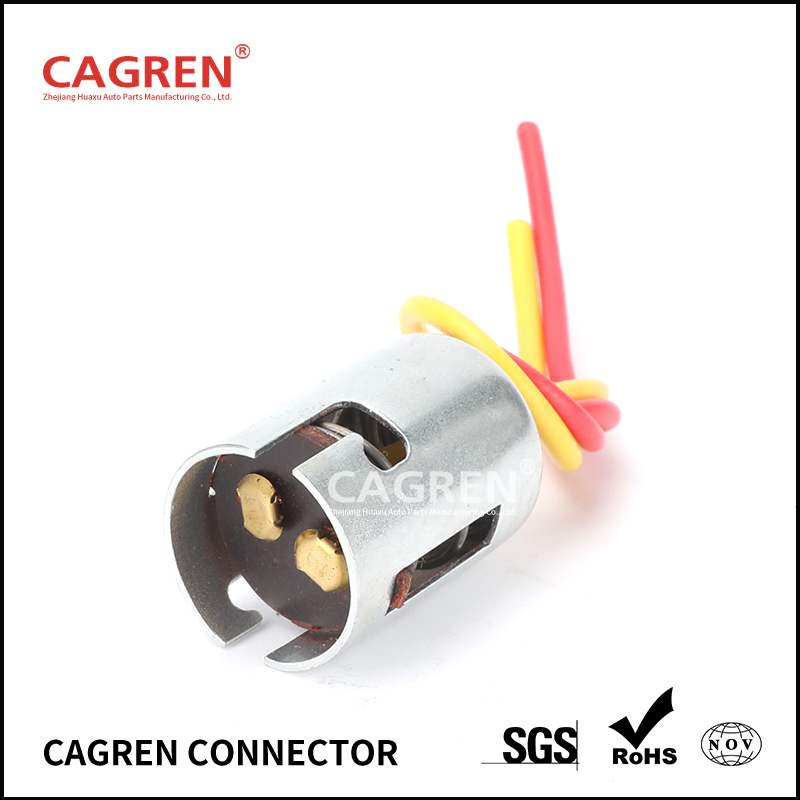 BAY15D double contact car light bulb socket S25 double tail high and low feet 1016 lamp head 1157 two-wire iron shell holder